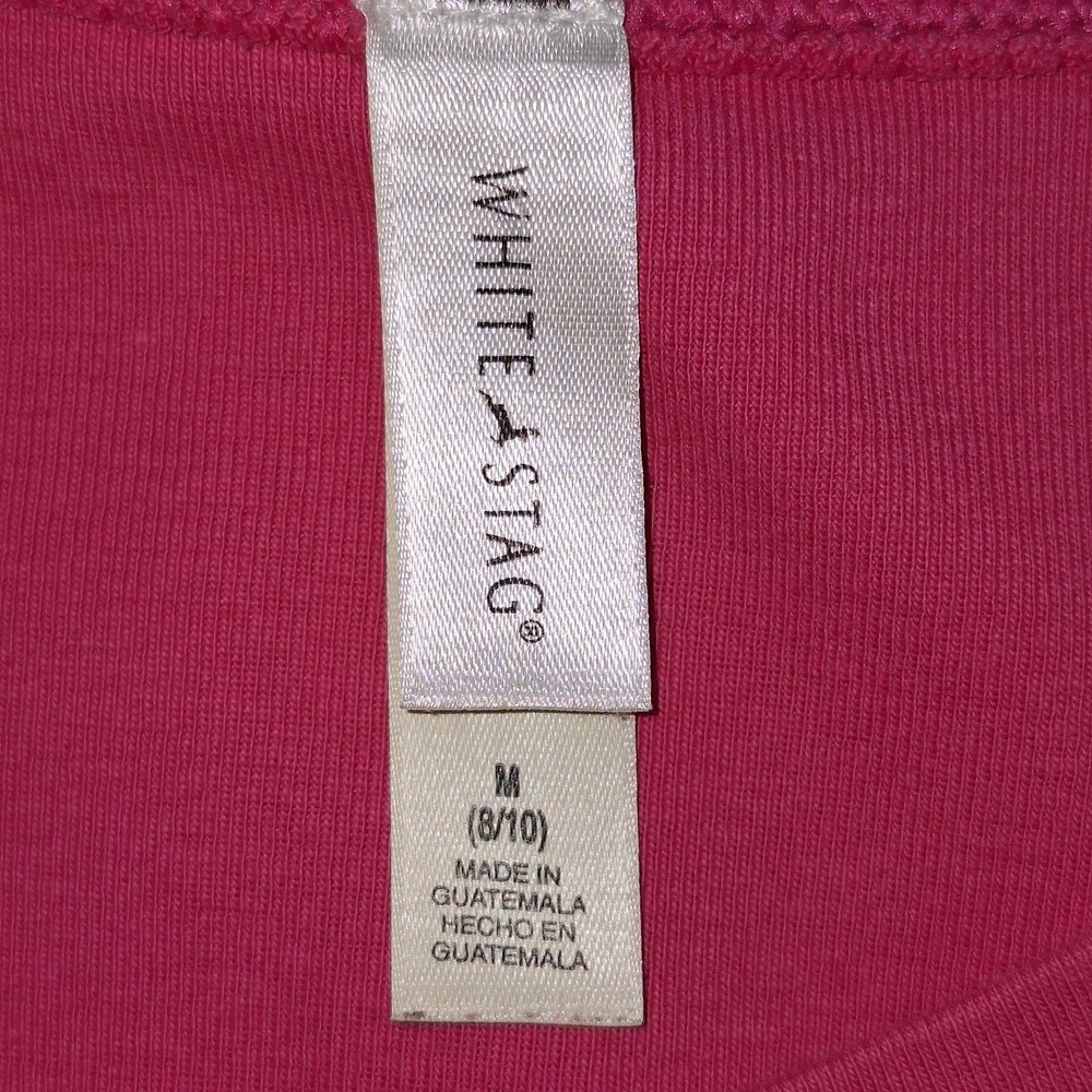 Preppy Coquette 3/4 Sleeves White Stag M (8- 10) Pink Fuchsia Button-Up Cardigan - Picture 9 of 16